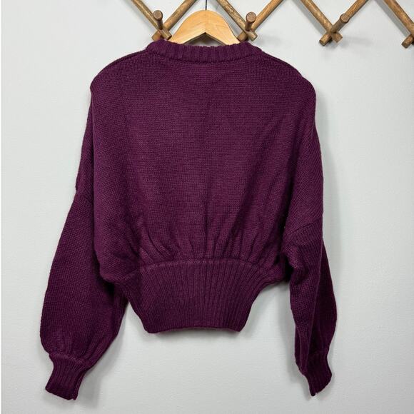 New FARM Rio Bubble Knit Cardigan in Burgundy Women Size S - Picture 3 of 10